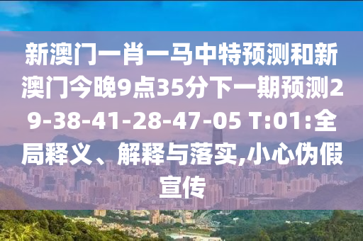 新澳門一肖一馬中特預測和新澳門今晚9點35分下一期預測29-38-41-28-47-05 T:01:全局釋義、解釋與落實,小心偽假宣傳