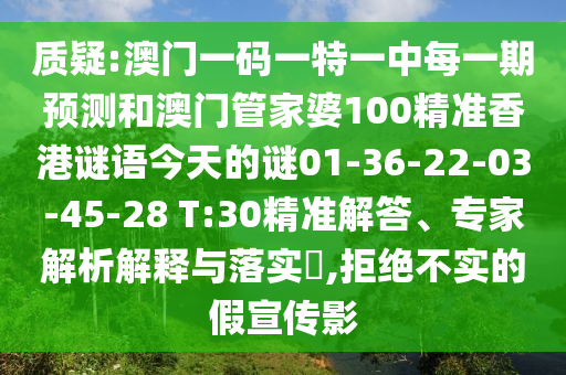 質(zhì)疑:澳門一碼一特一中每一期預(yù)測(cè)和澳門管家婆100精準(zhǔn)香港謎語今天的謎01-36-22-03-45-28 T:30精準(zhǔn)解答、專家解析解釋與落實(shí)?,拒絕不實(shí)的假宣傳影